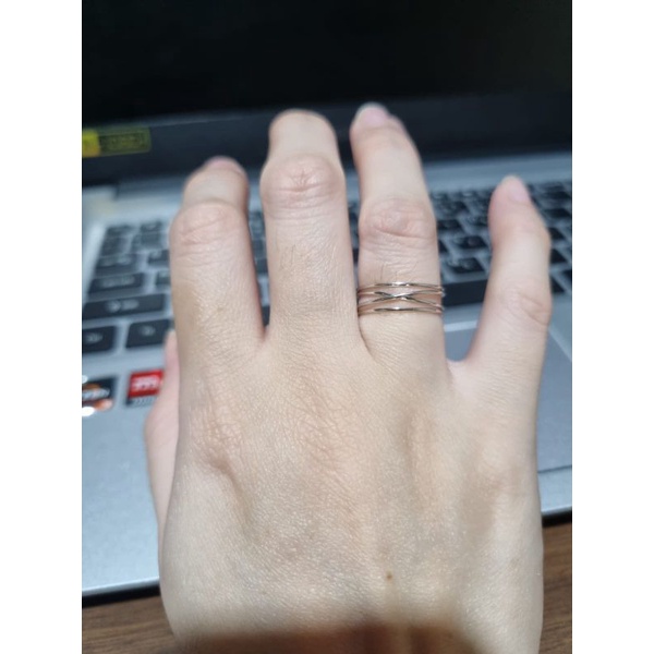 cincin wanita whitegold model tali simpul elegant emas asli