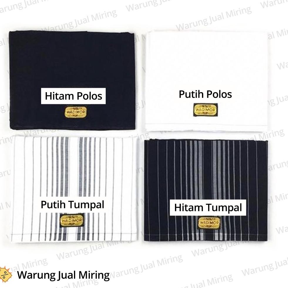 G-IZT〉 <➸〉 Sarung WADIMOR Hitam Putih Polos Tumpal Garis Salur Kain Samping Katun Tenun Muslim Dewas