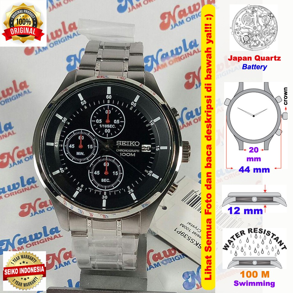 Seiko Quartz SKS539P1 Chronograph Black Dial | Jam Pria SKS539