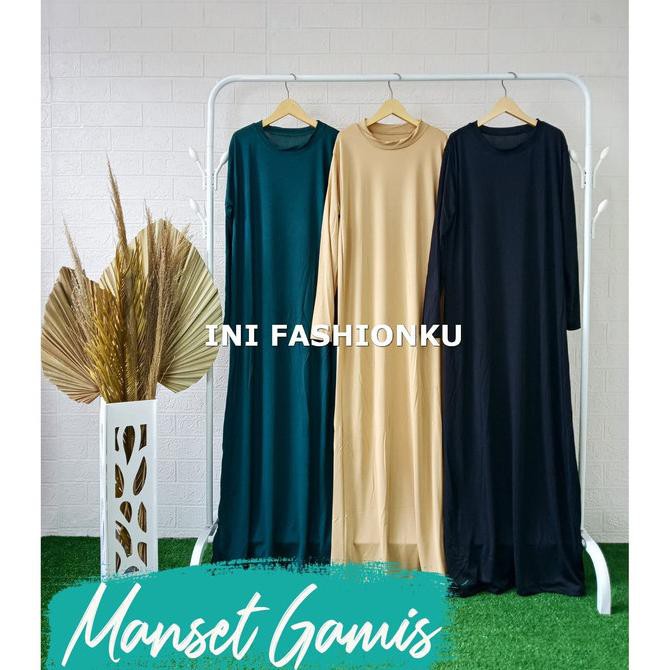 Manset Spandek Polos Panjang Daleman Gamis warna hitam putih dst