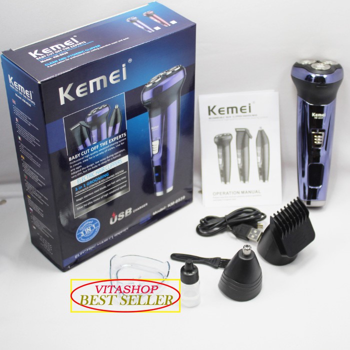 HAIR CLIPPER KEMEI KM-6539 MESIN CUKURAN DAN SHAVER CHARGER 3 IN 1