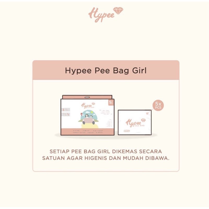 Hypee Pee Bag for Girl (isi 5 per pack) / Kantong Pipis Urine untuk Wanita Perempuan