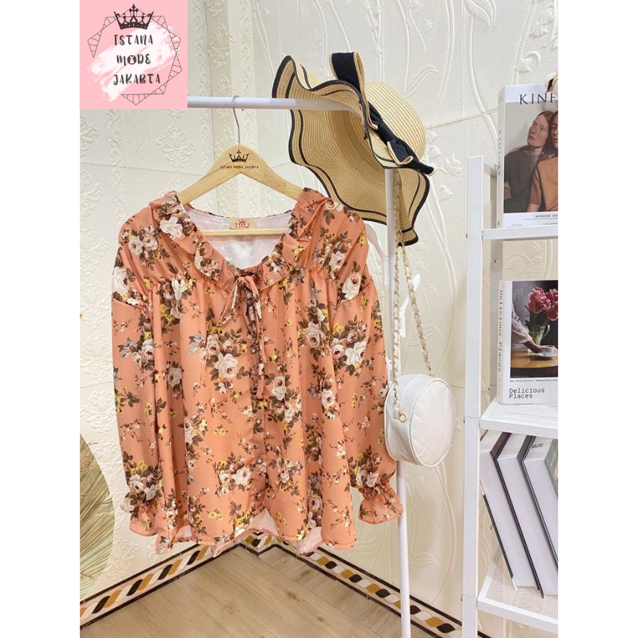 ISTANA MODE JAKARTA Sonya Jumbo baju atasan wanita terbaru blouse korean style blouse wanita lengan panjang-SALEM