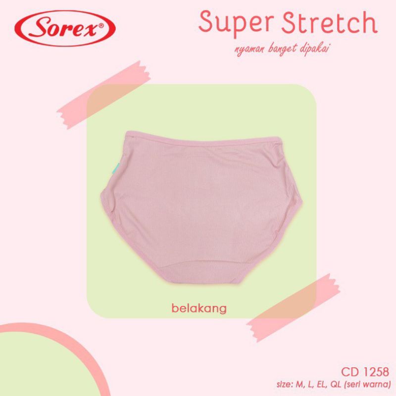 6PCS / Setengah Lusin Celana Dalam Wanita CD Sorex 1258 Midi Super Stretch