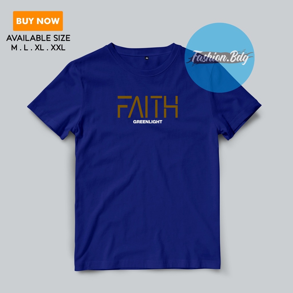 Baju Kaos Pria Distro FAITH Greenlight Bahan Katun Combed 30s Nyaman Fit M,L,XL,XXL