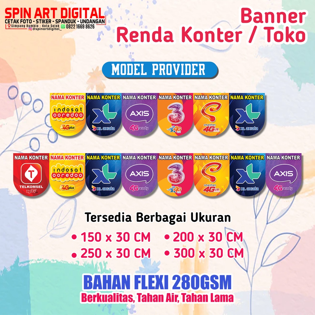 Banner Konter, Renda Konter, Spanduk Renda Konter
