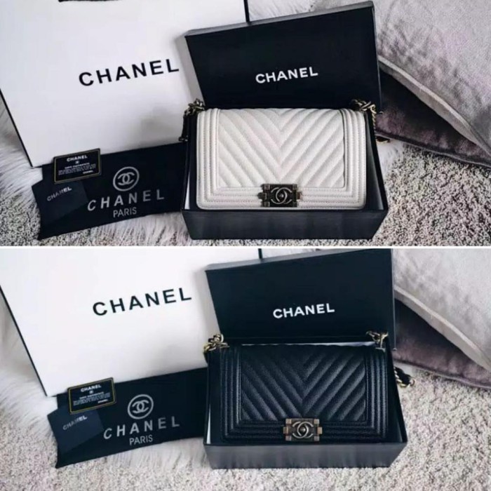 

(TERLARIS) ORIGINAL TAS IMPORT BOY CHEVRON JUMBO FREE BOX & PAPERBAG MIRROR FLAP