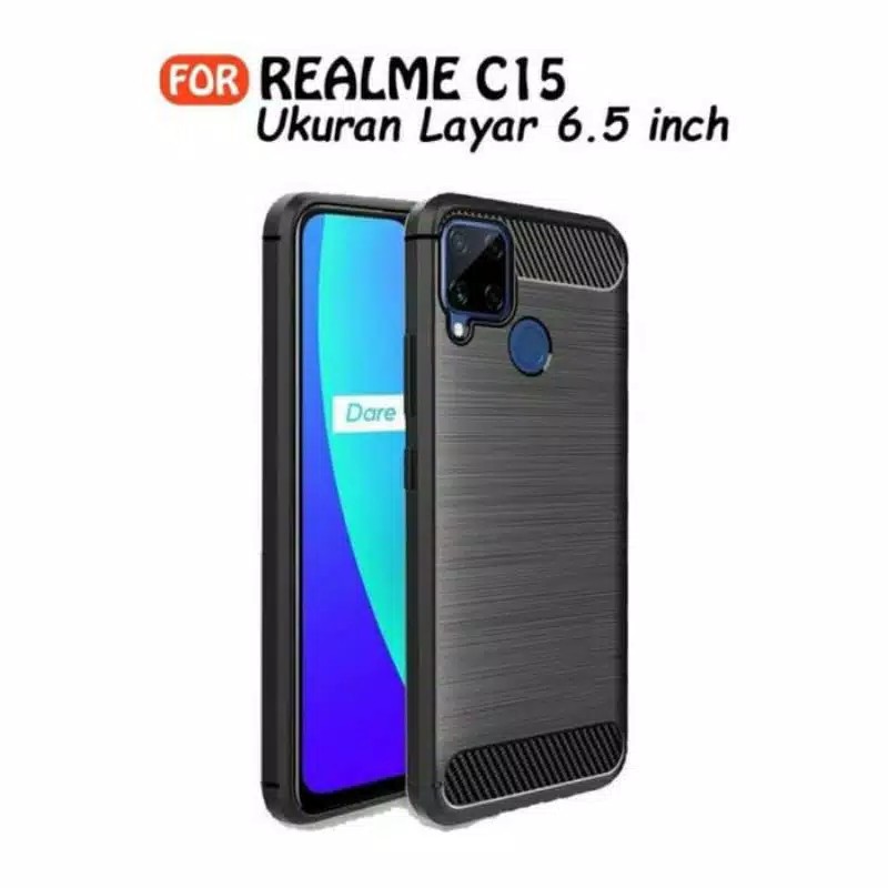 Silicone Carbon Fiber REALME C11 C12 C15 case cover casing