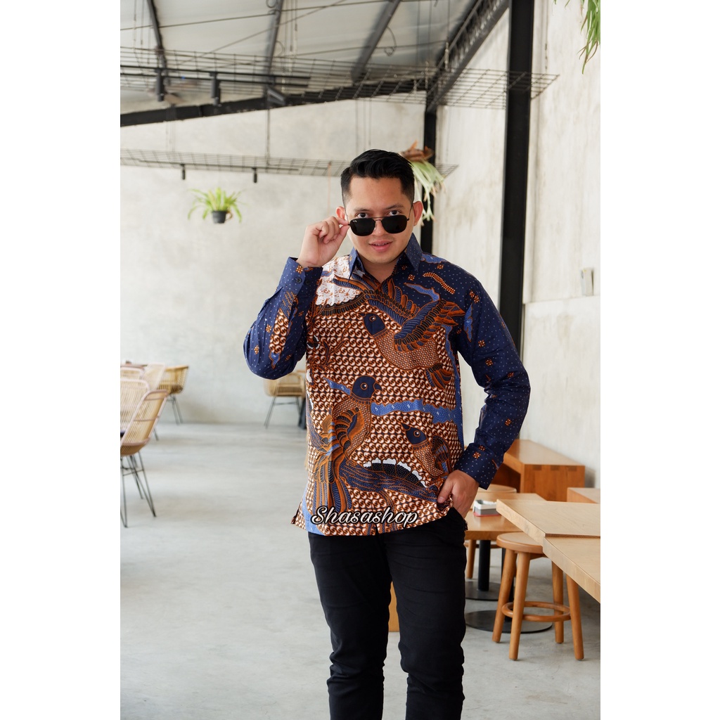 KEMEJA BATIK PEKSI LANGIT FULL FURING KATUN HALUS SRAGENAN SIZE M-XXL HIGH QUALITY
