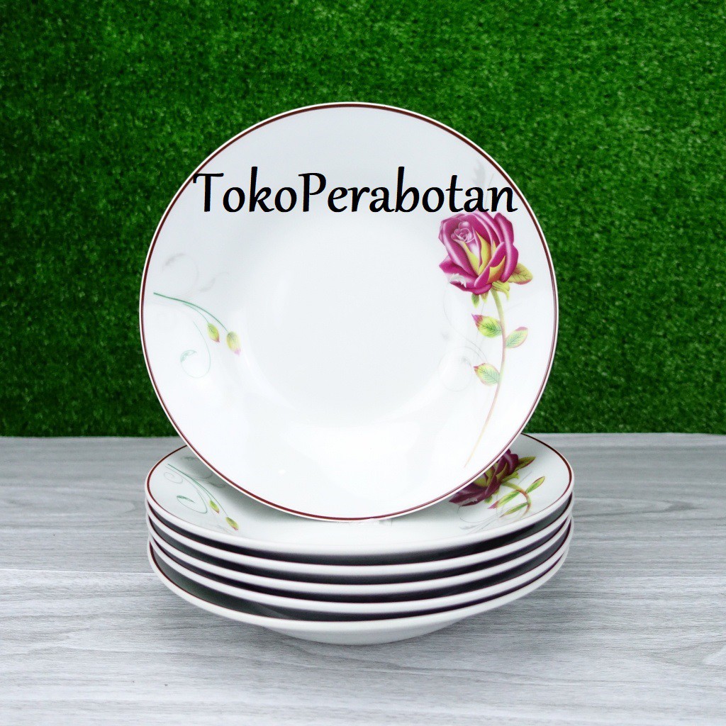 TOKOPERABOTAN Piring Keramik HW Rosewood 9 Inchi (isi 6pcs) / Piring Makan Keramik