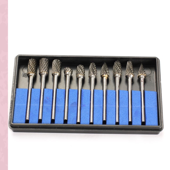 10 pcs Tungsten Steel Solid Carbide Burrs Rotary Files Diamond Burrs Set