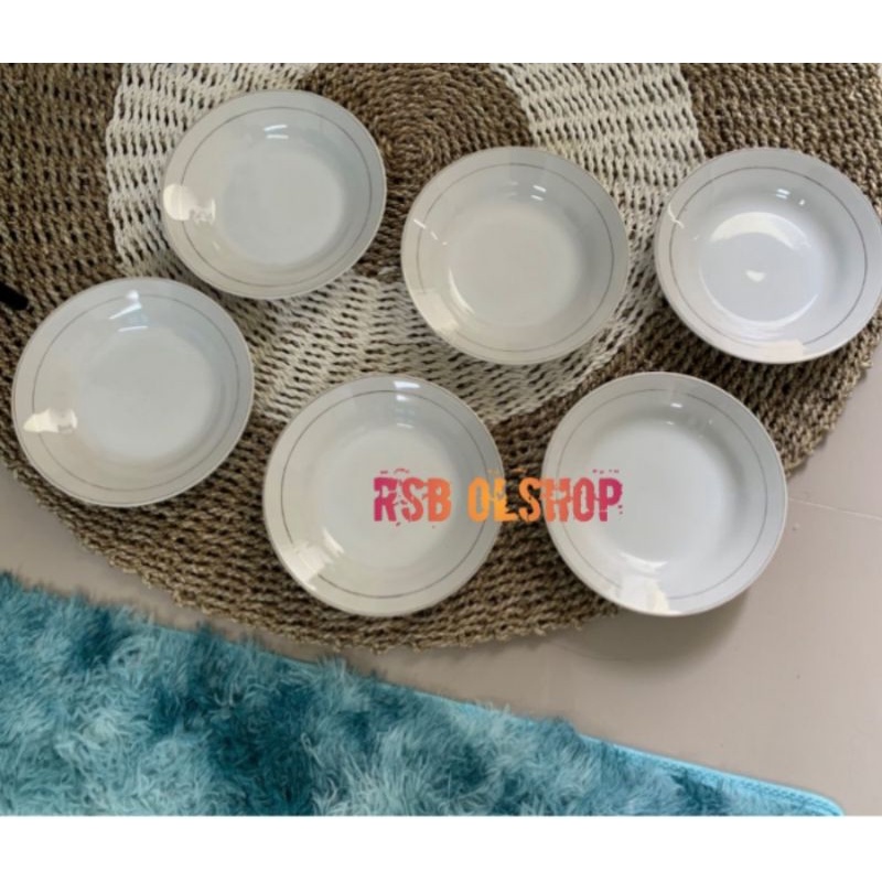 PIRING KERAMIK LIST EMAS / PIRING LIST EMAS SUNBIRD / PIRING PUTIH LIST EMAS 9"