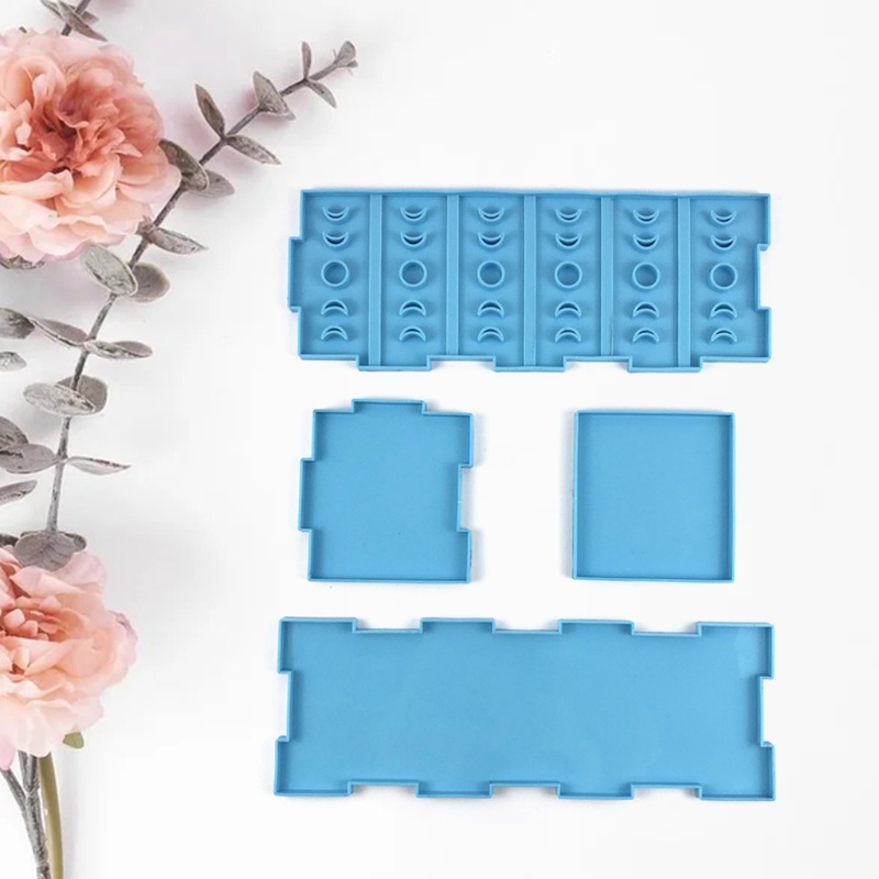 SIY  1 Set Drawer Separated Division Free Combination Storage Box Epoxy Resin Mold Organizer Case Silicone Mould DIY Crafts Container Mold