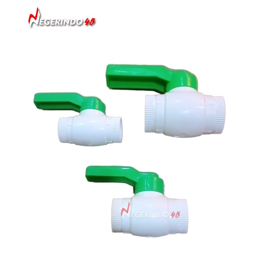 STOP KRAN AIR TEBAL POLOS 1/2&quot; 3/4&quot; 1&quot; BALL VALVE PVC GAGANG HIJAU IGM