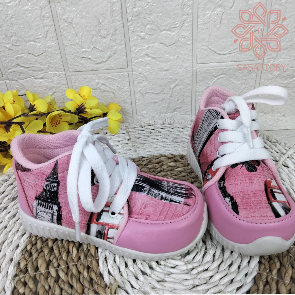 Sasastory Sepatu Boots Motif Anak Perempuan Usia 1 2 3 Tahun Pink Ungu CA17