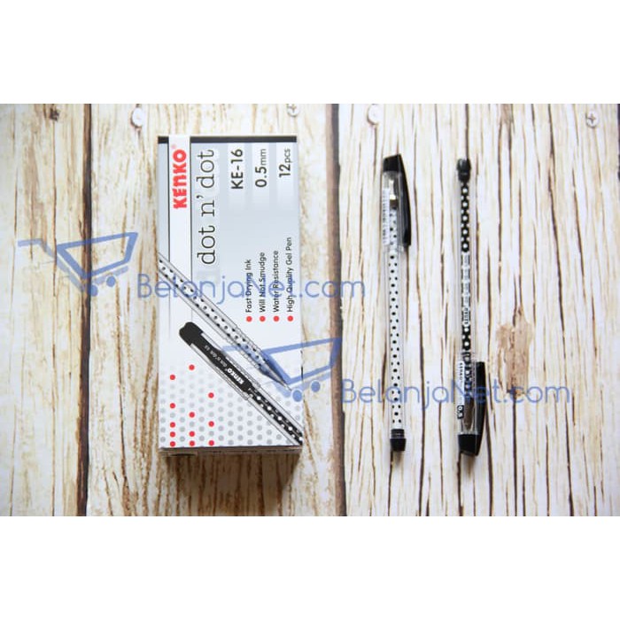 Pen Gel Kenko Dot n' dot KE-16 0.5mm - Hitam [1 LUSIN]