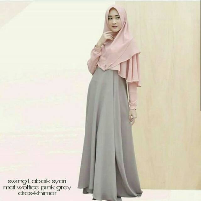 SWING LABAIK SYARI PINK-GREY