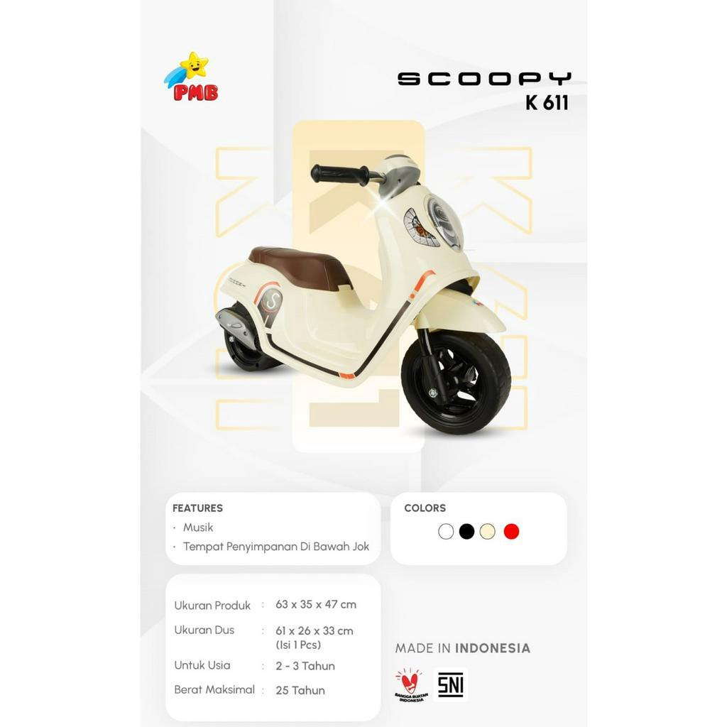 MAINAN ANAK MOTOR FOOT TO FLOOR K611 HONDA SCOOPY BY PMB TOYS - GOWES LAJU