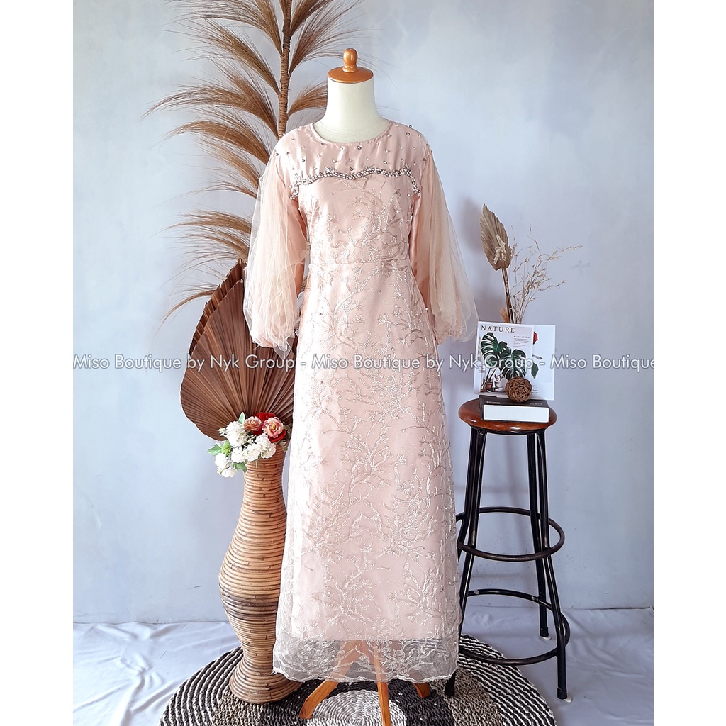 Dress Radika Mix Brukat Premium  - Bisa Pilih Hijab - Gamis Kondangan Wanita Terbaru - Maxi Remaja Terkini - Dress Bridesmaid - Baju Gamis Best Seller