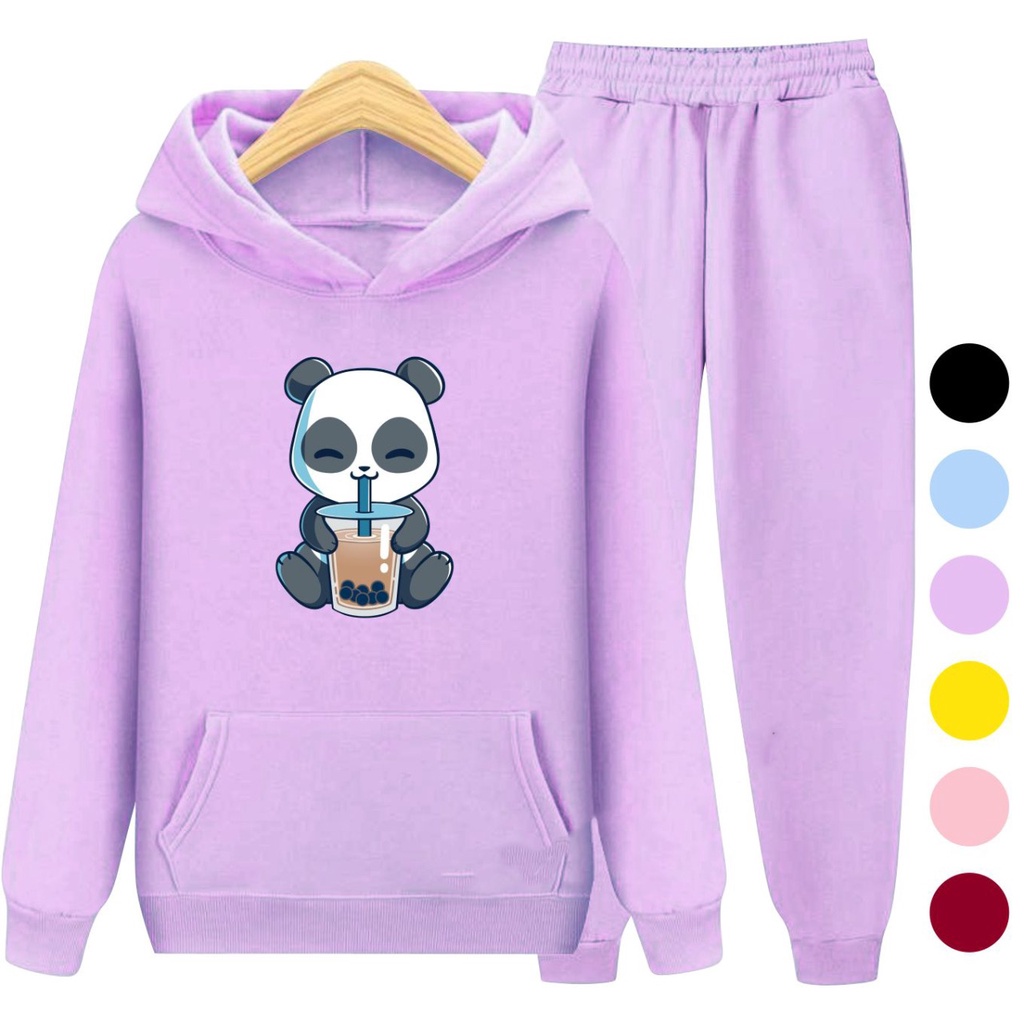 Setelan Anak Sweater Hoodie PANDA BOBA 02 / Sweater Anak Size S (3-5 Thn) M (5-7 Thn) XL(9-12 thn) XXL (13 + thn)