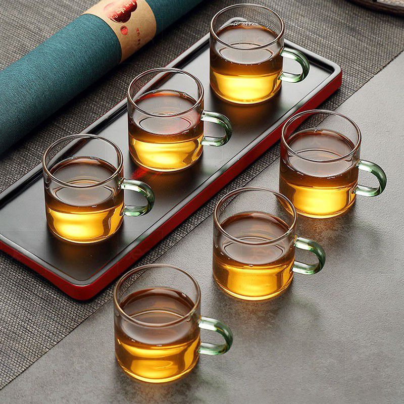 BOROSILICATE AMINI TEA CUP GELAS CANGKIR KACA ANTI PANAS GELAS PEGANGAN MINI BENING GELAS TEH KECIL 