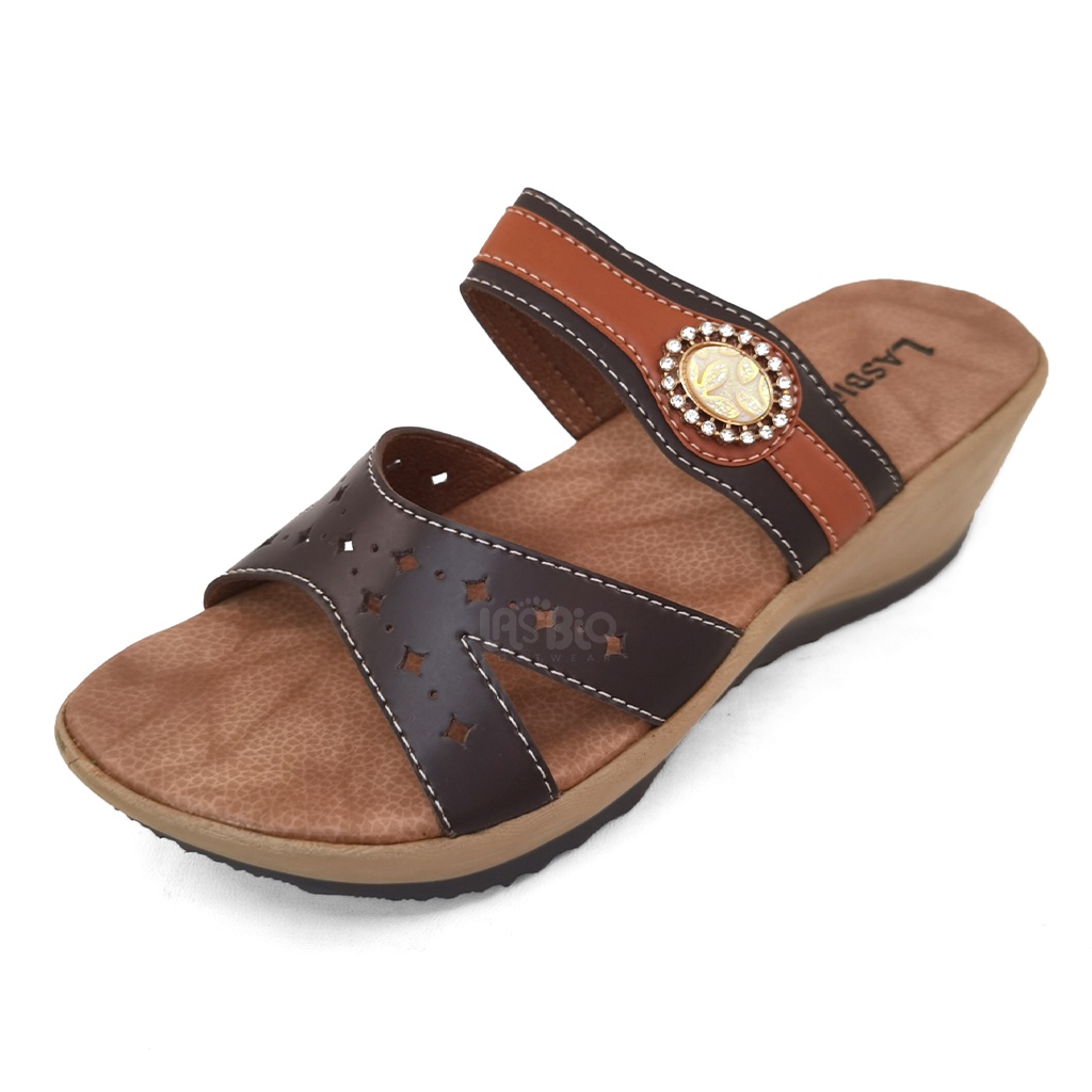 Sandal Selop Wedges Kasual Wanita Lasbio HJ19