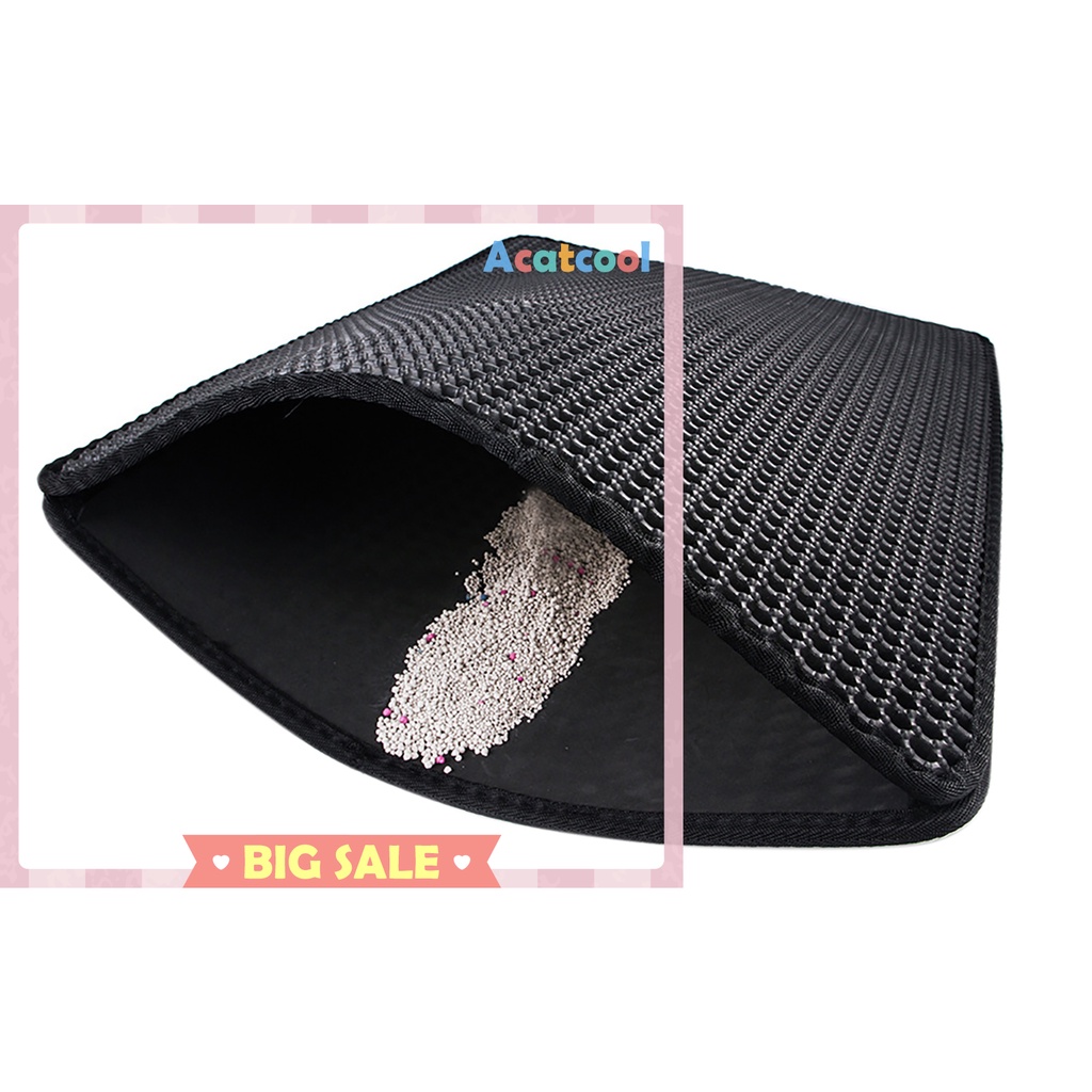 Cat Litter Mat Honeycomb Double Layer Pad No Phthalate Waterproof Black