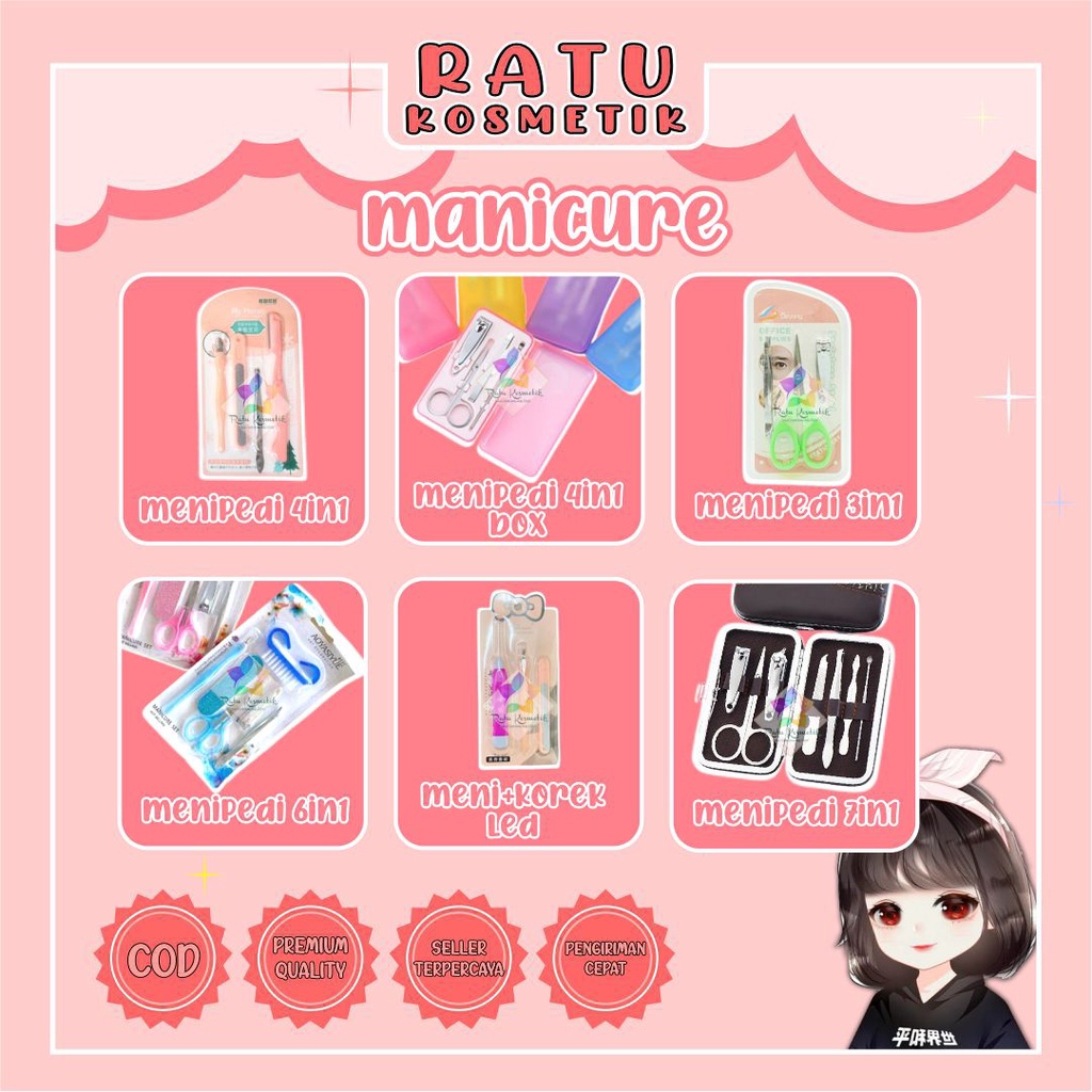 ❤ RATU ❤ Manicure Pedicure | Pinset Gunting Kuku | Alat Pembersih Kaki 4in1 Paddle | Sikat Batu Apung Amplas Meni Pedi Gagang | Gunting kuku karakter