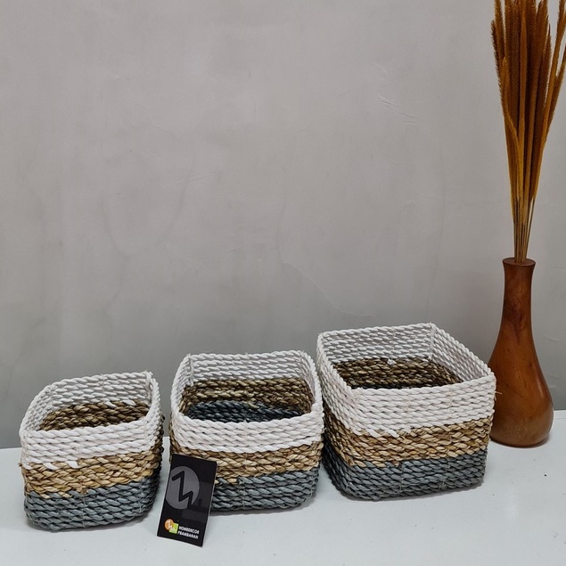 Cover Pot Seagrass Kotak | Keranjang Bunga Seagrass | Tempat Penyimpanan Seagrass | Home Decor