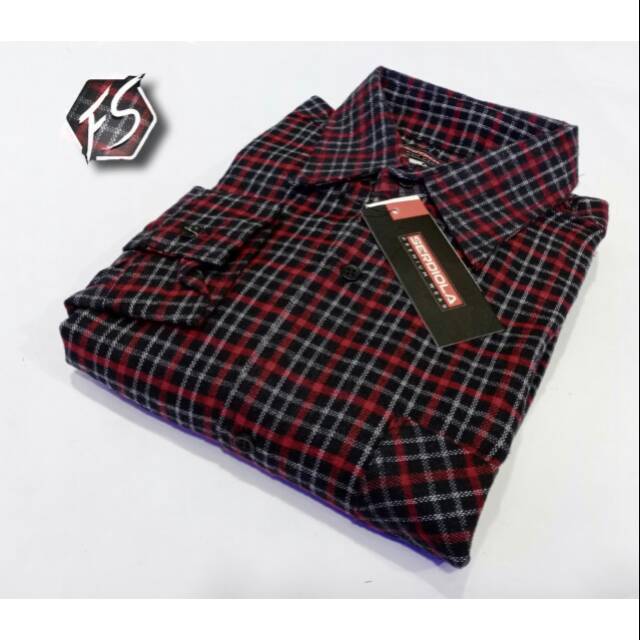 SERDIOLA Kemeja Flanell Jumbo Lengan panjang Pria