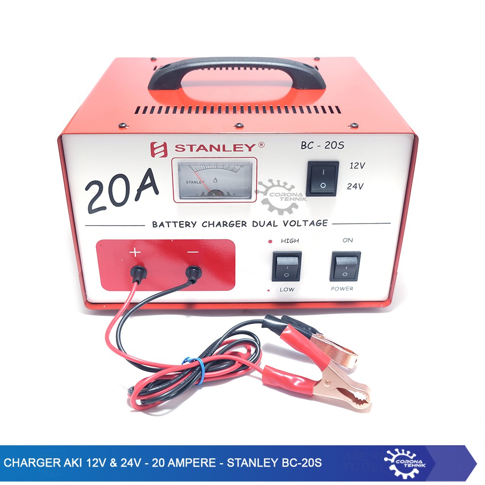 BC-20S Charger Aki 12V &amp; 24V - 20 Ampere - Stanley