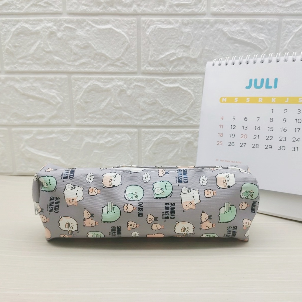 KOTAK PENSIL MOTIF KARTUN LUCU UNIK / KOTAK PULPEN / TEMPAT ALAT TULIS IMPORT BS-SUMIKKO ABU-ABU