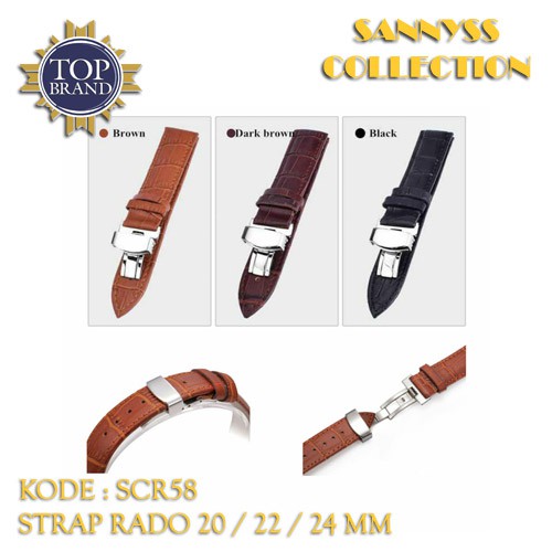 STRAP TALI JAM RADO KULIT 20 22 24 HITAM - COKLAT MUDA - COKLAT TUA