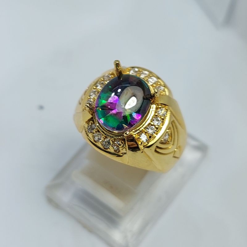 CINCIN / EMBAN / RING BATU MISTICK TOPAZ QUARTZ 9X11mm