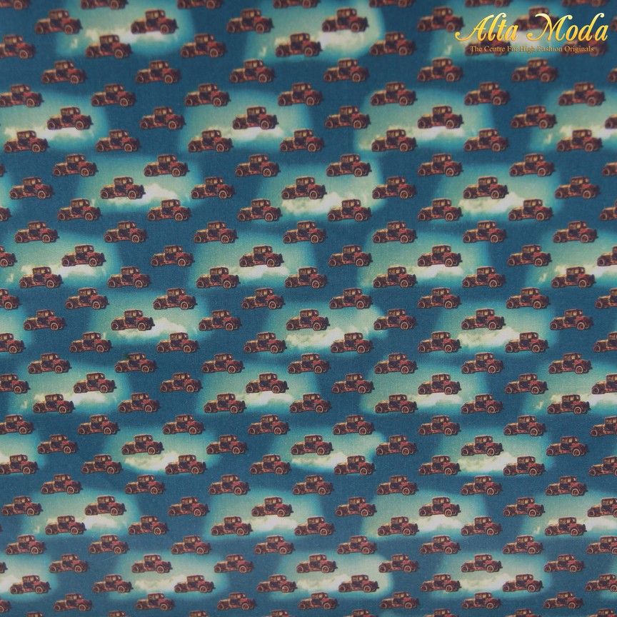 

Alta Moda Cotton Shirting Green Motif Truck (1M)