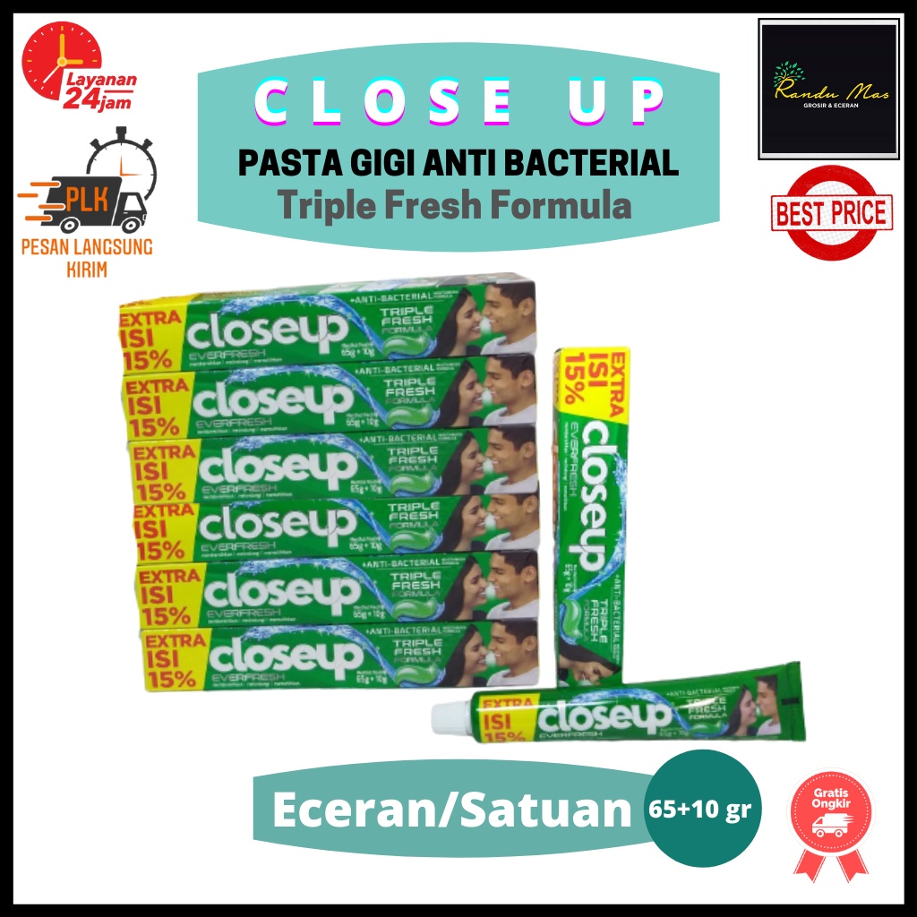 Close Up Pasta Gigi Green Menthol Fresh 65+10gr Tooth Paste Penyegar Mulut Menthol Original Kemasan Ekonomis