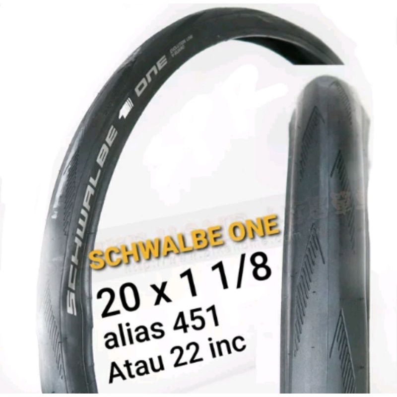 Ban luar tire schwalbe one size ukuran 20 x 1 1-8 alias 22 inch atau 451 wired seli cruiser