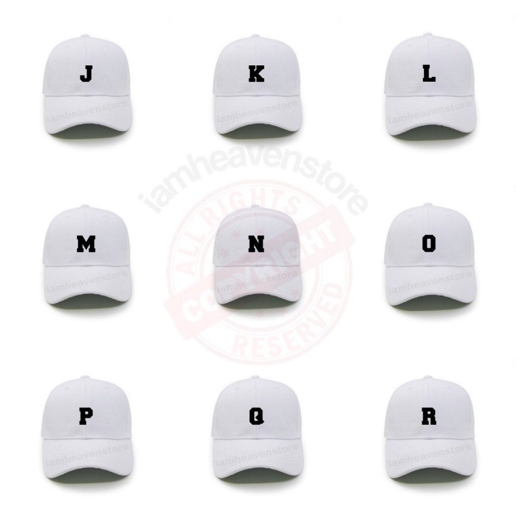 Topi Baseball Putih Abjad Huruf Teks Alphabet A B C D E F G H I J K L M N O P Q R S T U V W X Y Z Basebalcap White