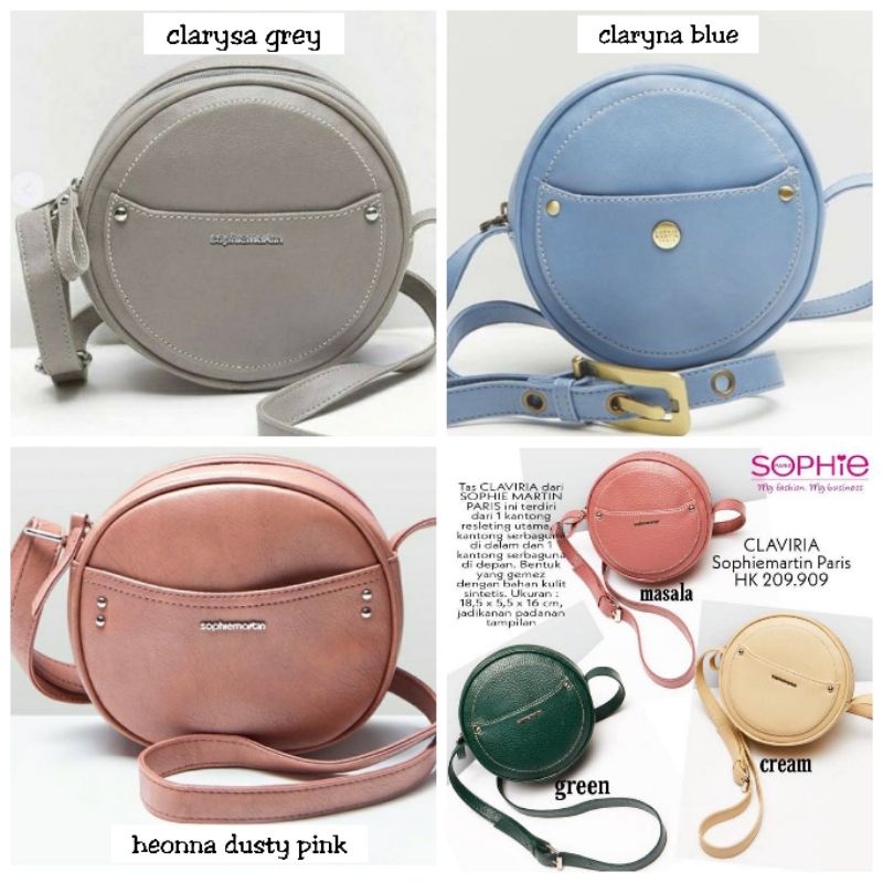 TAS CLARYSA BULAT : CREAM / PINK  SOPHIE MARTIN PARIS PROMO ORIGINAL SELEMPANG WANITA WOMAN BAG