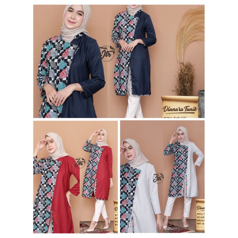 MODEL ATASAN TERBARU BATIK WANITA KEKINIAN BLOUSE BATIK KANTOR KOMBINASI DIANARA 2022