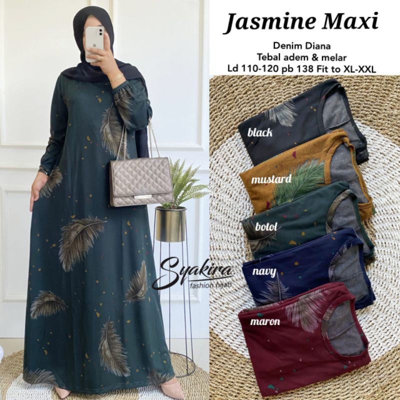 TERBARU GAMIS DENIM DIANA (tebal+nyaman) LD.110-120 PB.138 JASMINE by SYAKIRA