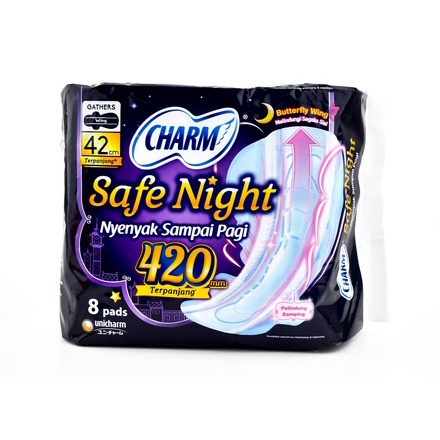 PEMBALUT MALAM CHARM SAFE NIGHT 42 CM PANJANG 8 PADS BUTTERFLY WING