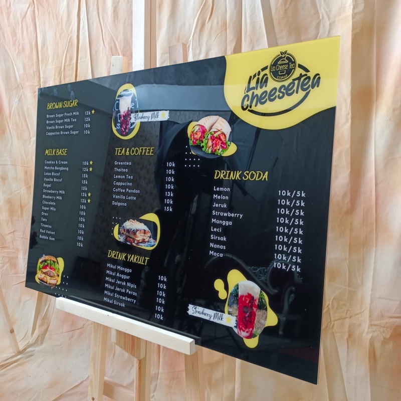 Custom Request Acrylic Menu Sign Board Ukuran Besar