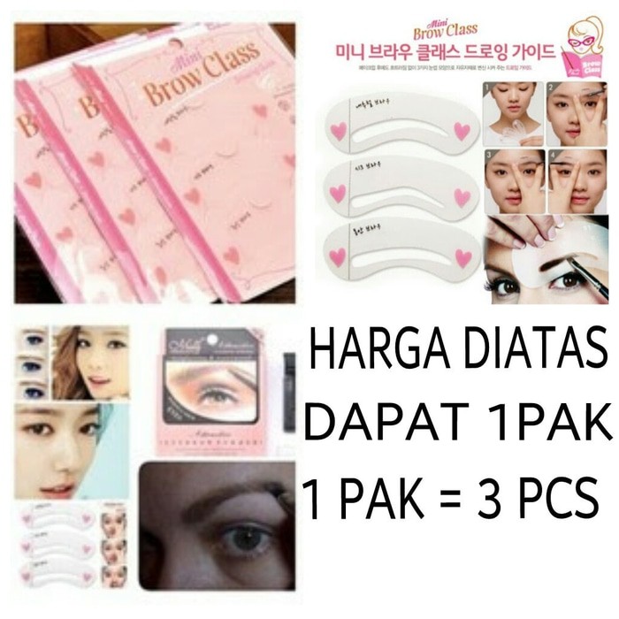 Travelmate [ BIG PROMO ] Cetakan Alis Korean Mini Brow Class (Cetakan Alis 1pak isi 3) IMPORT !