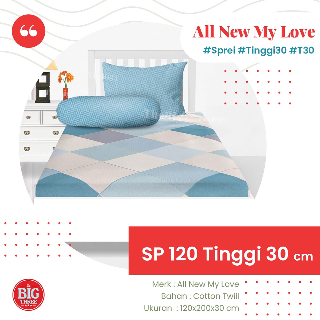 Sprei ALL NEW MY LOVE 120x200 Tinggi 30 BOHEMIAN BOTANIC COASTAL HARUKA TRIANGLES LUISA FOREST KOLASE MAPLE LEAF PAOLA WINTER  Single 120 T30 ML