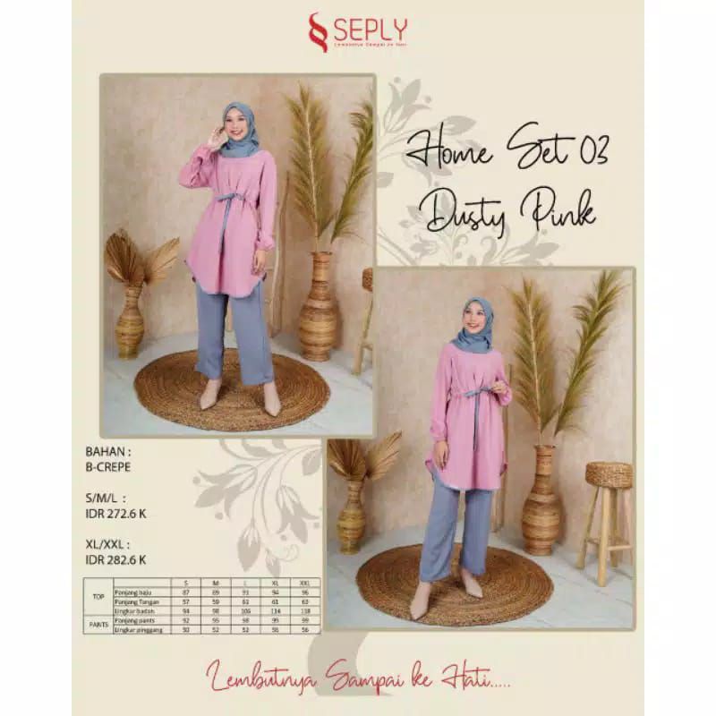 Home Set 03 Tawny Brown Dusty Pink Seply Setelan Celana