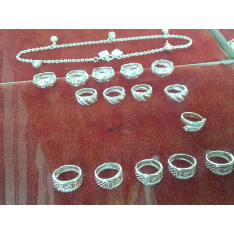 cincin perak anak2 + gelang padi anak2( celup emas)