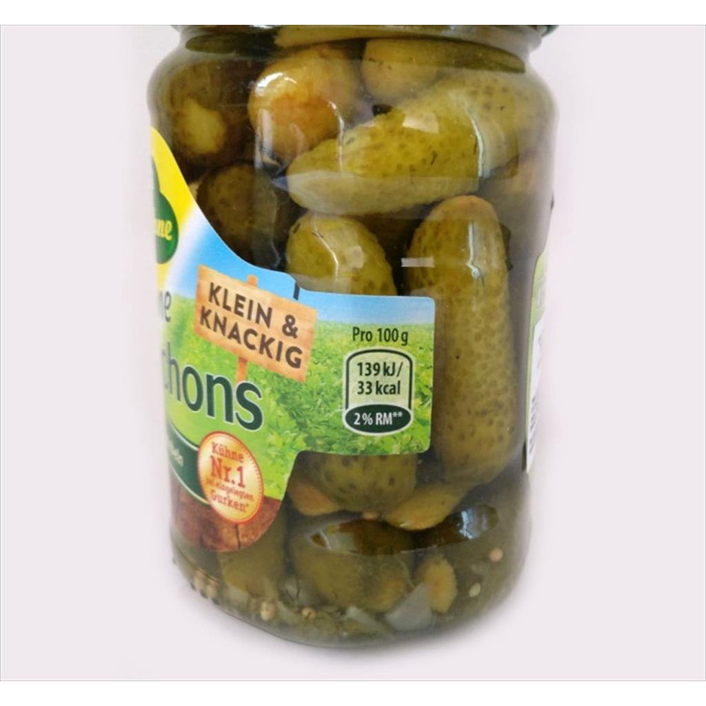 Kuhne Cornichons 330 GR / Ketimun Acar Asam Manis / Pickled Gherkins