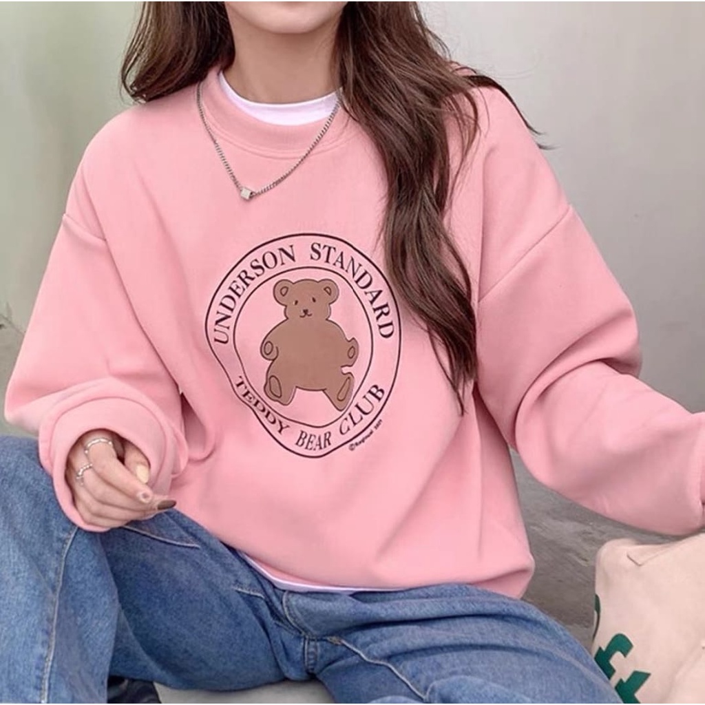 CREWNECK TEDDY BEAR CLUB SWEATER OVERSIZE - SWEATER WANITA OVERSIZE TERBARU