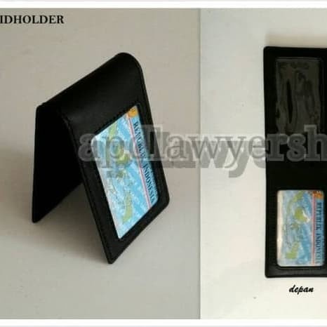

Jualan Name Tag Id Card Saku Dompet Kartu Kulit Asli 2 Slot Hitam Dof Premium Murah